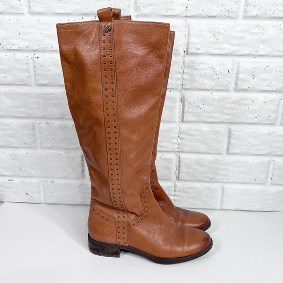 SAM EDELMAN Prina Tall Brown Leather Side Zip Boots - Picture 1 of 9